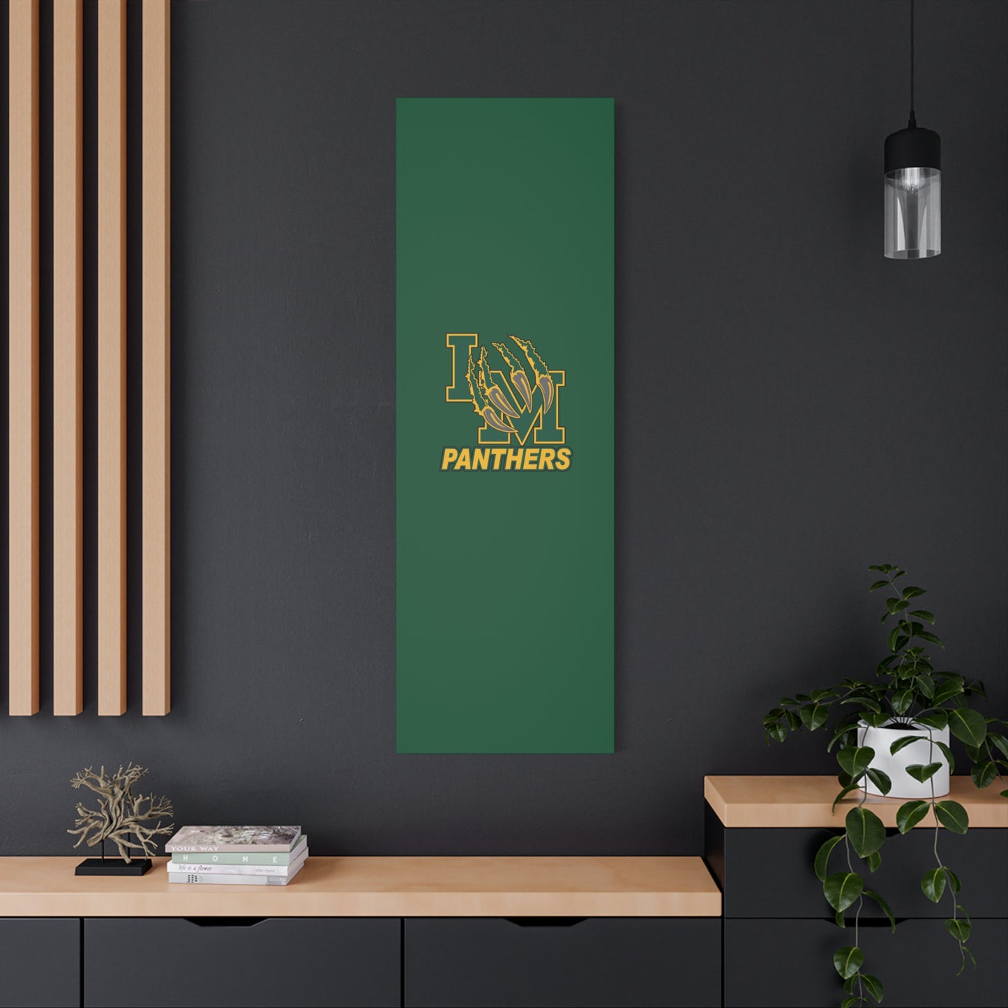 Panthers Logo Matte Stretched Canvas — Green & Gold Game Day Wall Art
