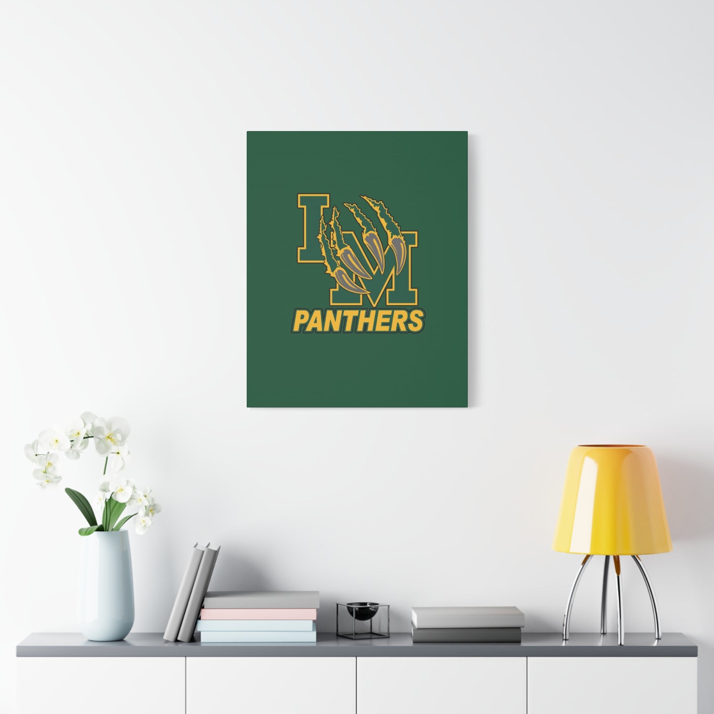 Panthers Logo Matte Stretched Canvas — Green & Gold Game Day Wall Art