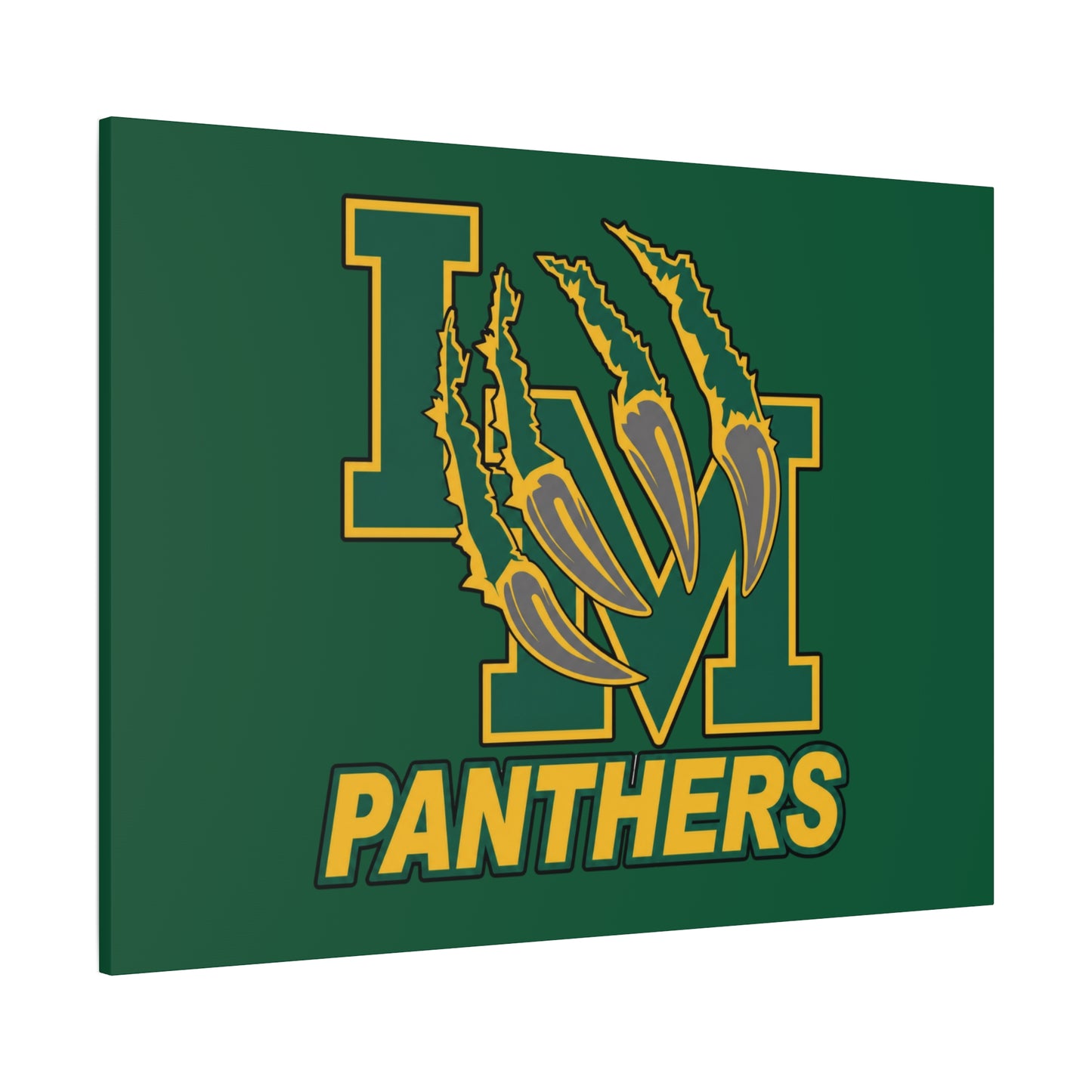 Panthers Logo Matte Stretched Canvas — Green & Gold Game Day Wall Art