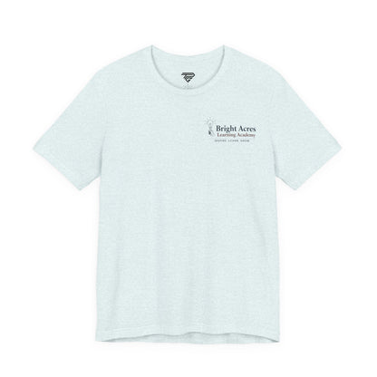Bright Acres Collegiate Adult Tee — Heather Ice Blue, front