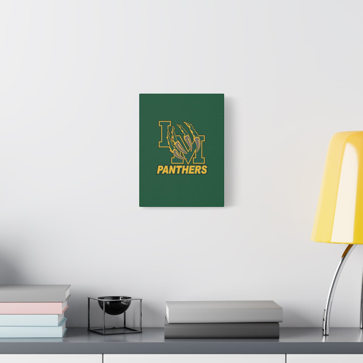 Panthers Logo Matte Stretched Canvas — Green & Gold Game Day Wall Art