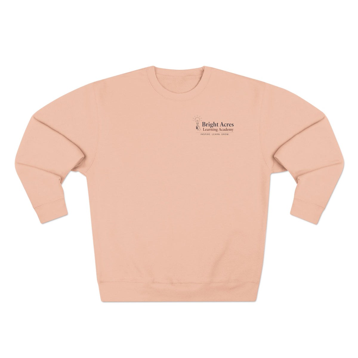 Bright Acres Bright Minds Together Fleece Adult Crewneck — Pale Pink, front