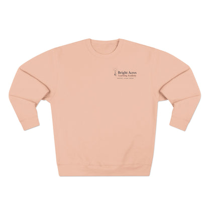 Bright Acres Bright Minds Together Fleece Adult Crewneck — Pale Pink, front