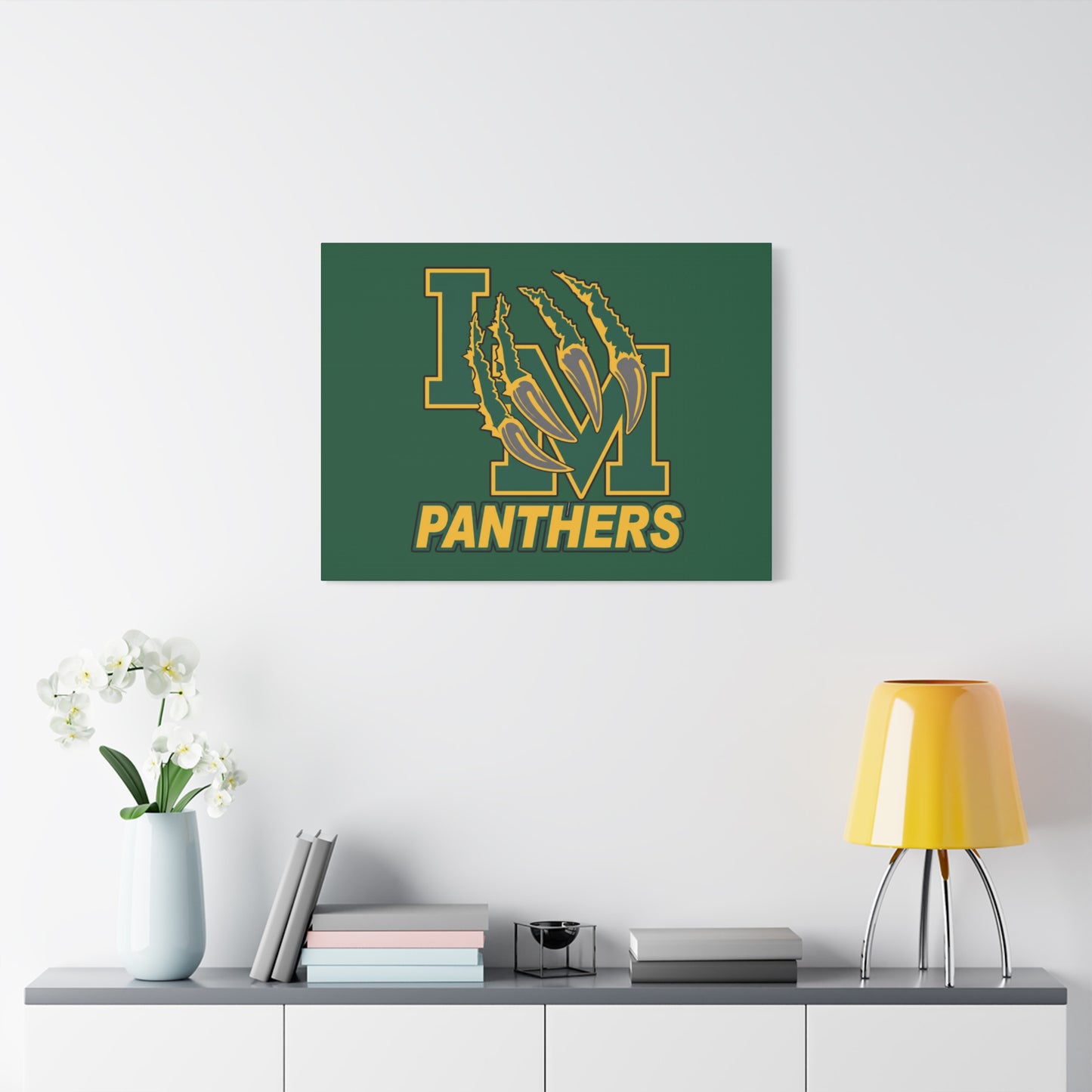 Panthers Logo Matte Stretched Canvas — Green & Gold Game Day Wall Art
