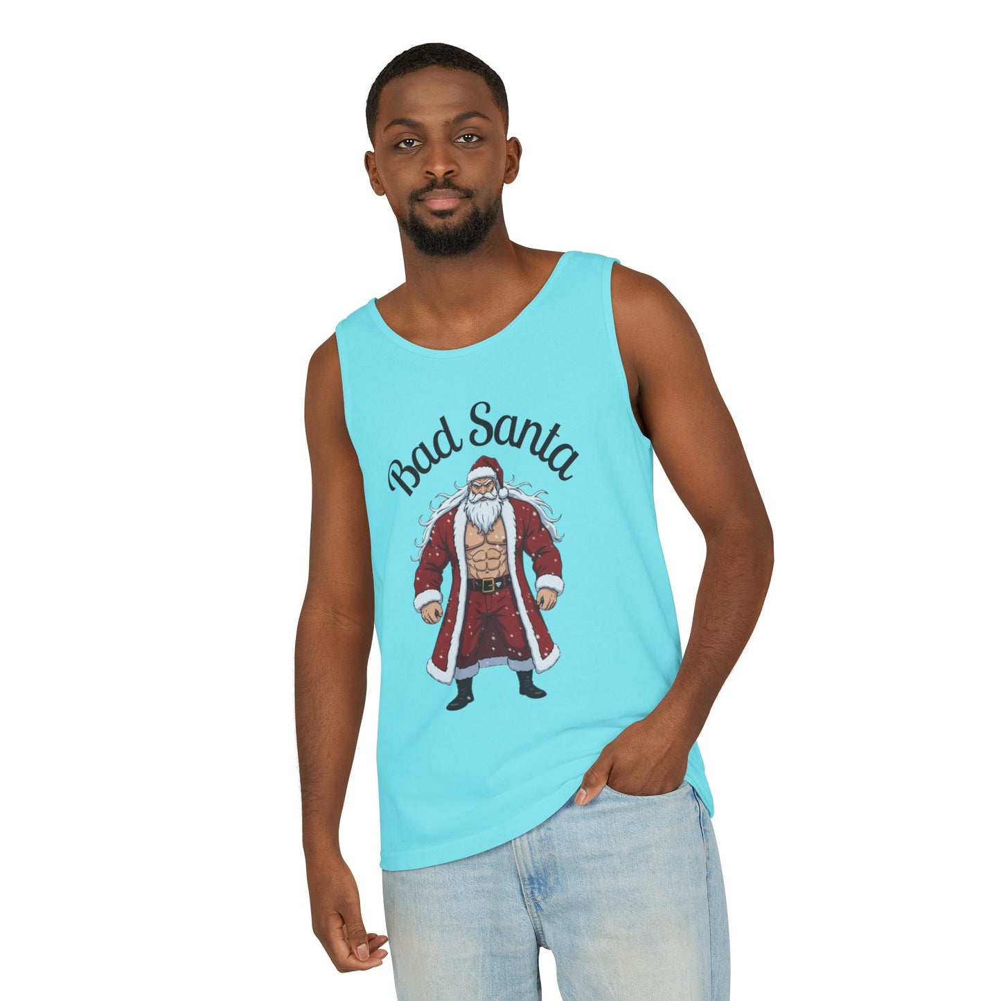 Bad Santa Workout Tank Top — Funny Christmas Gym Tank for Holiday Fitness