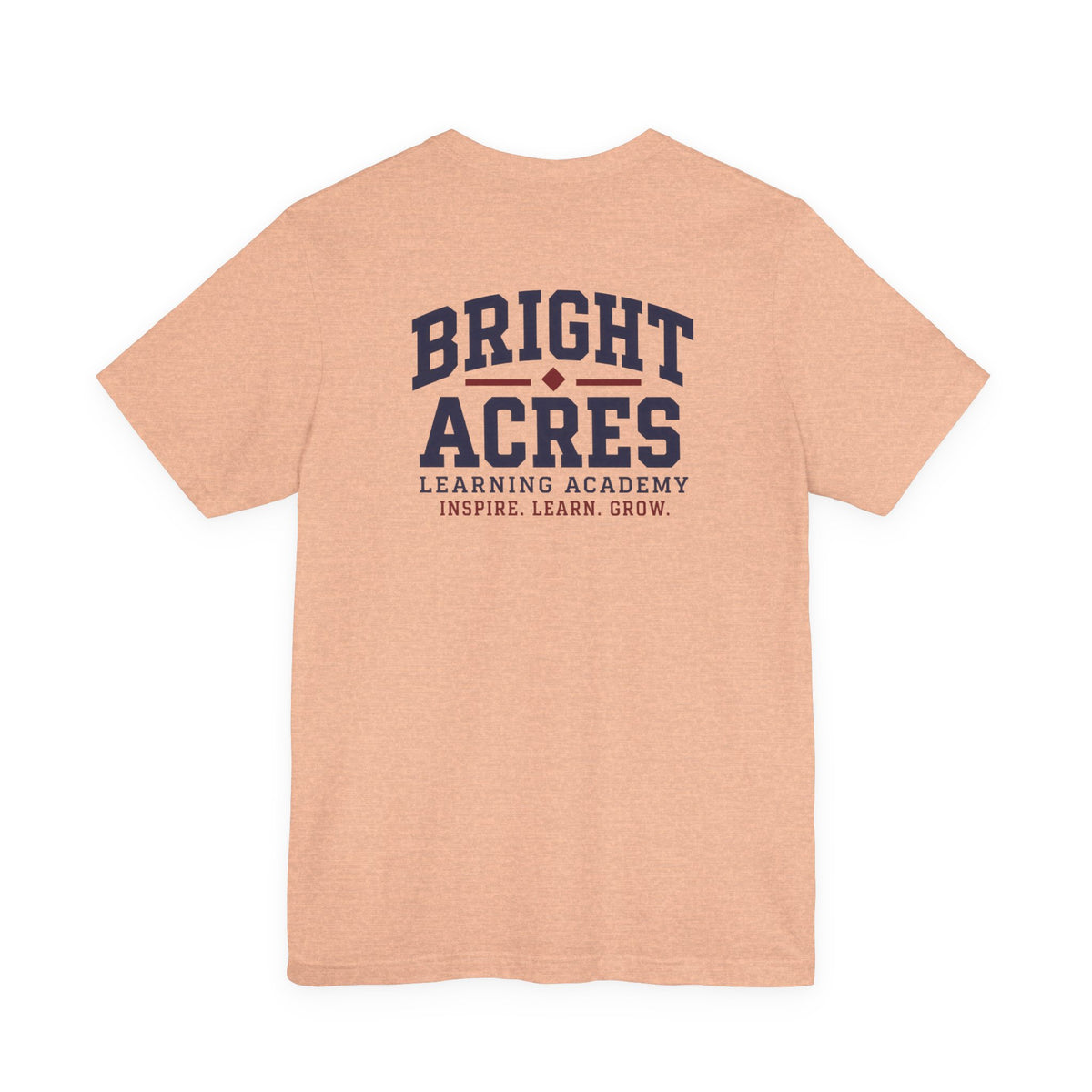 Bright Acres Collegiate Adult Tee — Heather Peach, back