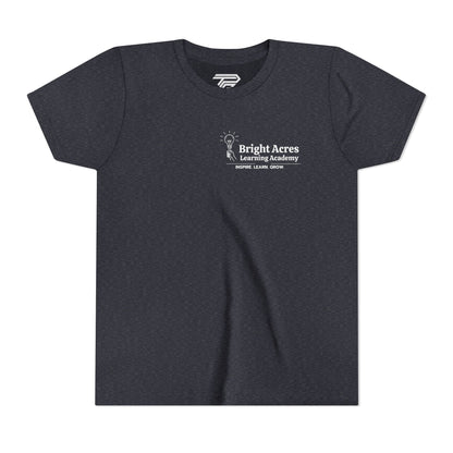 Bright Acres Bright Minds Together Youth Tee — Heather Navy, front