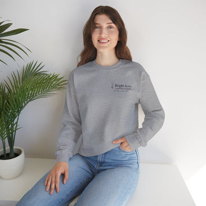 Bright Acres Bright Minds Together Classic Adult Crewneck — Sport Grey, front on model