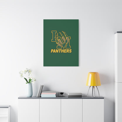 Panthers Logo Matte Stretched Canvas — Green & Gold Game Day Wall Art