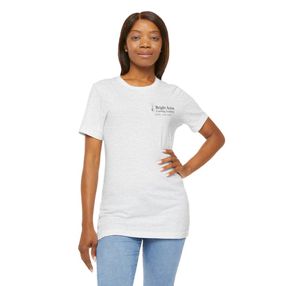 Bright Acres Collegiate Adult Tee — Ash, front on model