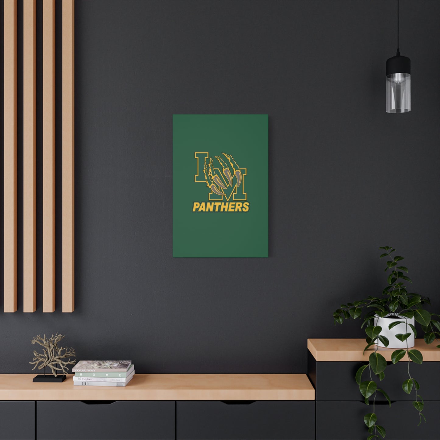 Panthers Logo Matte Stretched Canvas — Green & Gold Game Day Wall Art