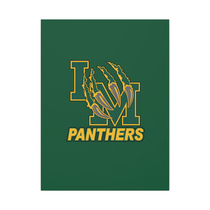 Panthers Logo Matte Stretched Canvas — Green & Gold Game Day Wall Art