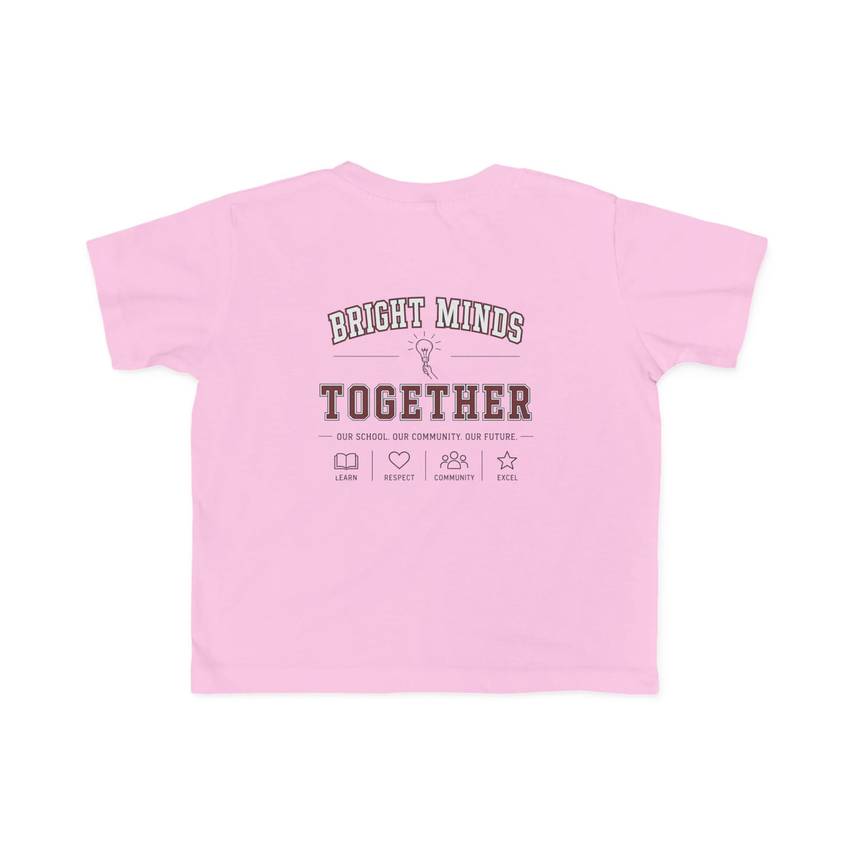 Bright Acres Bright Minds Together Toddler Tee — Pink, back