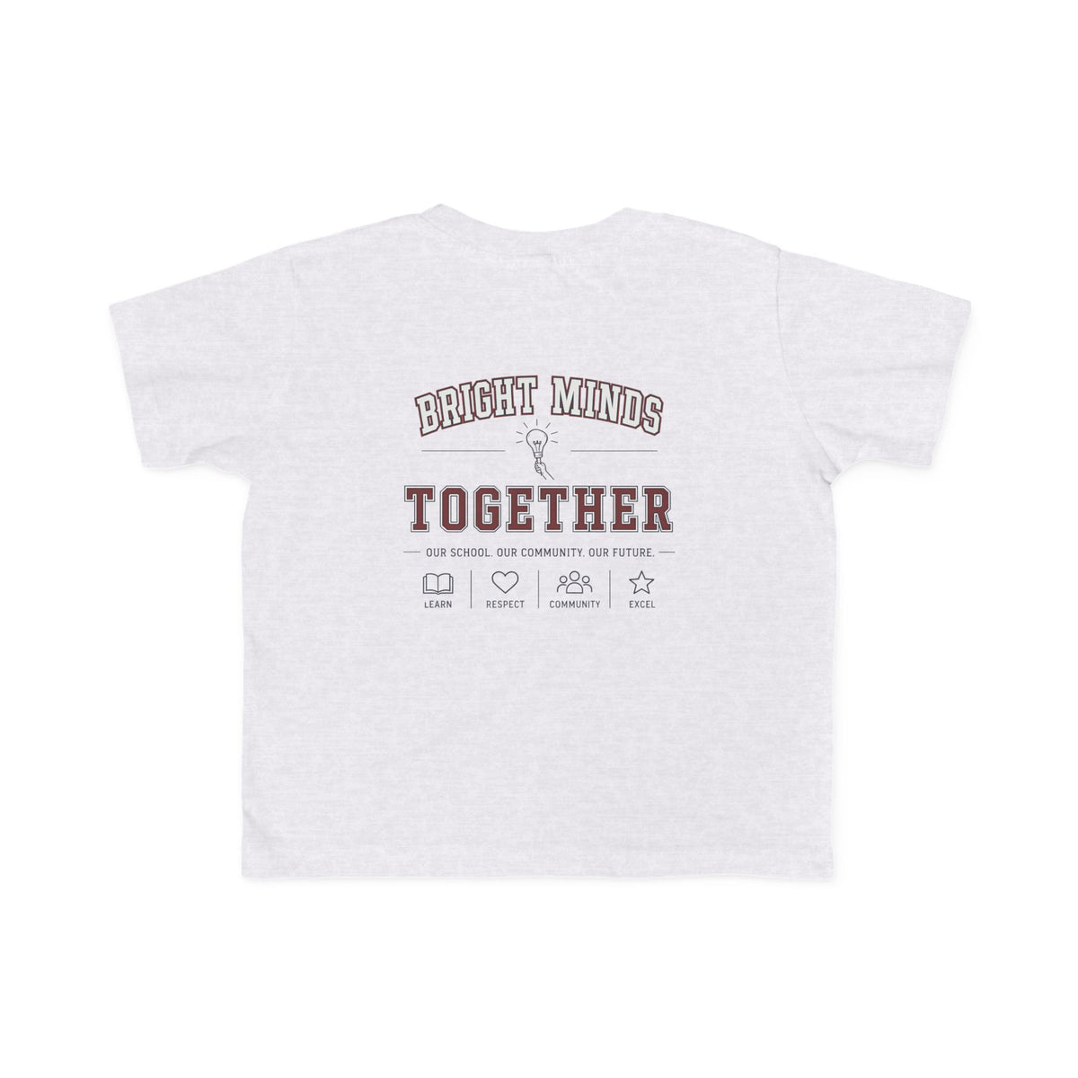 Bright Acres Bright Minds Together Toddler Tee — Ash, back