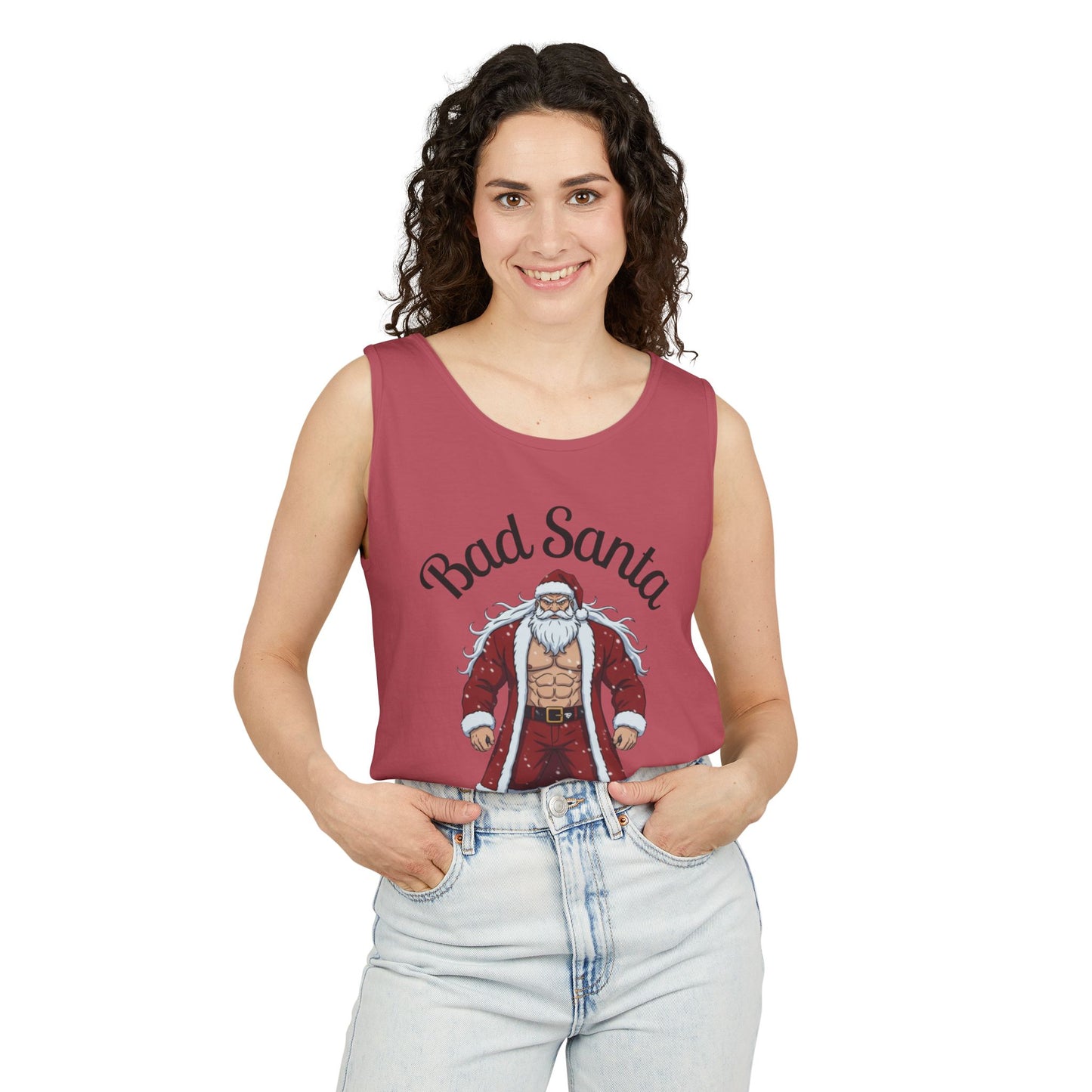 Bad Santa Workout Tank Top — Funny Christmas Gym Tank for Holiday Fitness