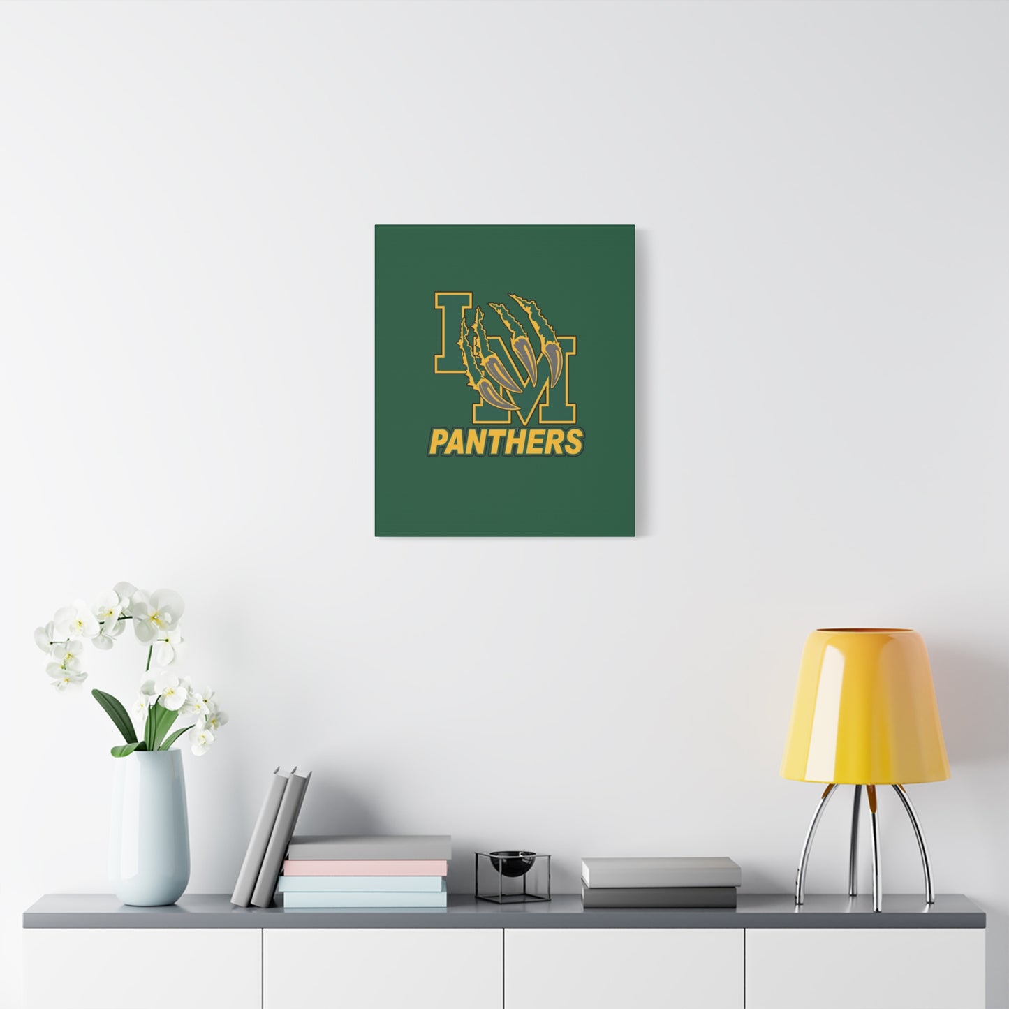 Panthers Logo Matte Stretched Canvas — Green & Gold Game Day Wall Art
