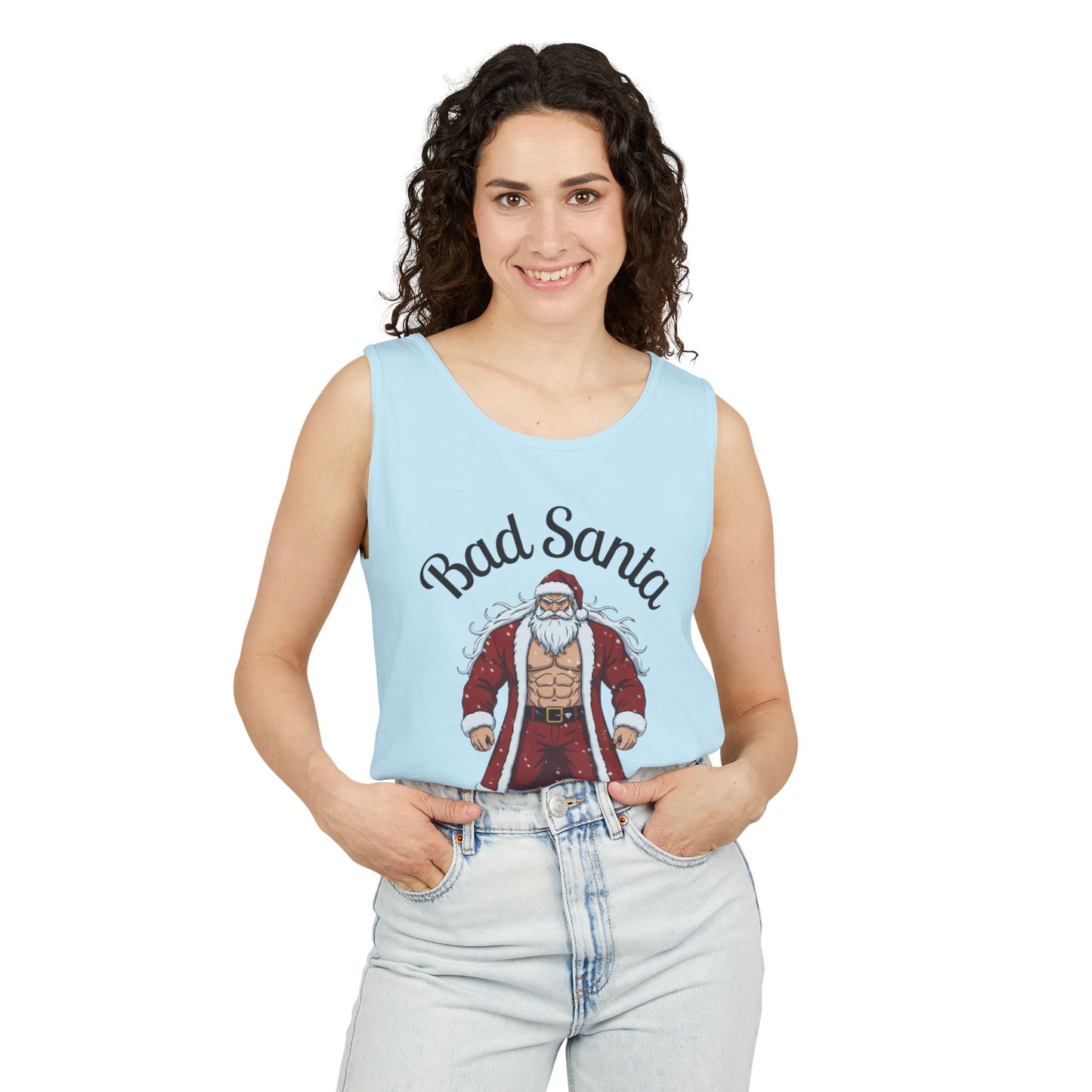Bad Santa Workout Tank Top — Funny Christmas Gym Tank for Holiday Fitness