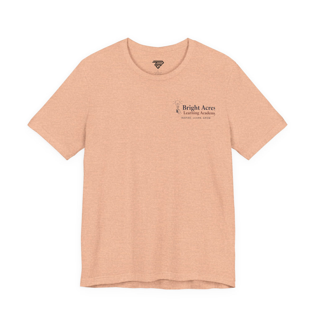 Bright Acres Bright Minds Together Adult Tee — Heather Peach, front