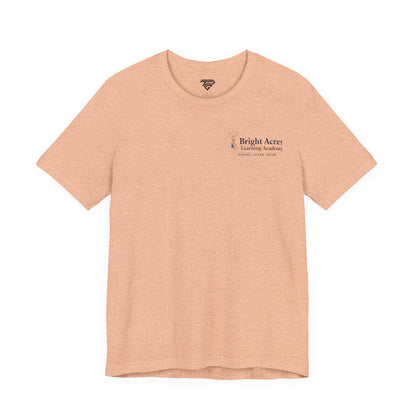 Bright Acres Bright Minds Together Adult Tee — Heather Peach, front