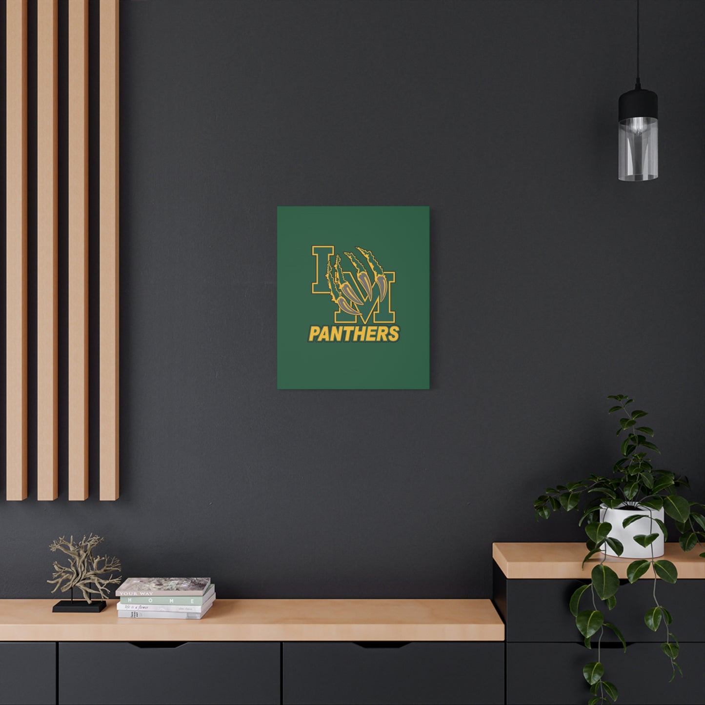 Panthers Logo Matte Stretched Canvas — Green & Gold Game Day Wall Art