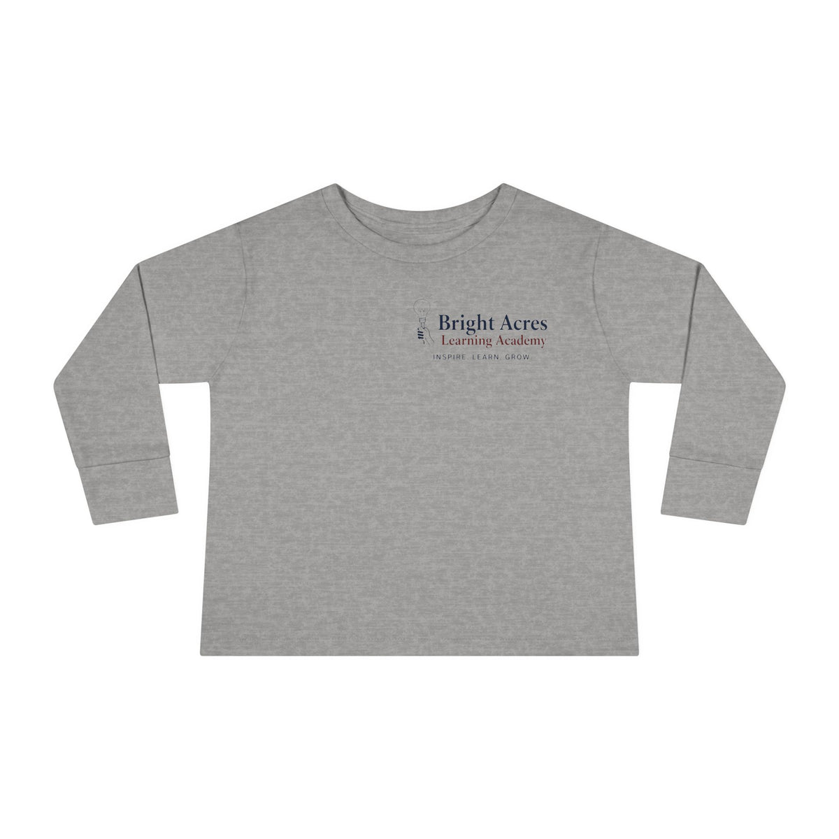Bright Acres Bright Minds Together Toddler Long Sleeve — Heather, front