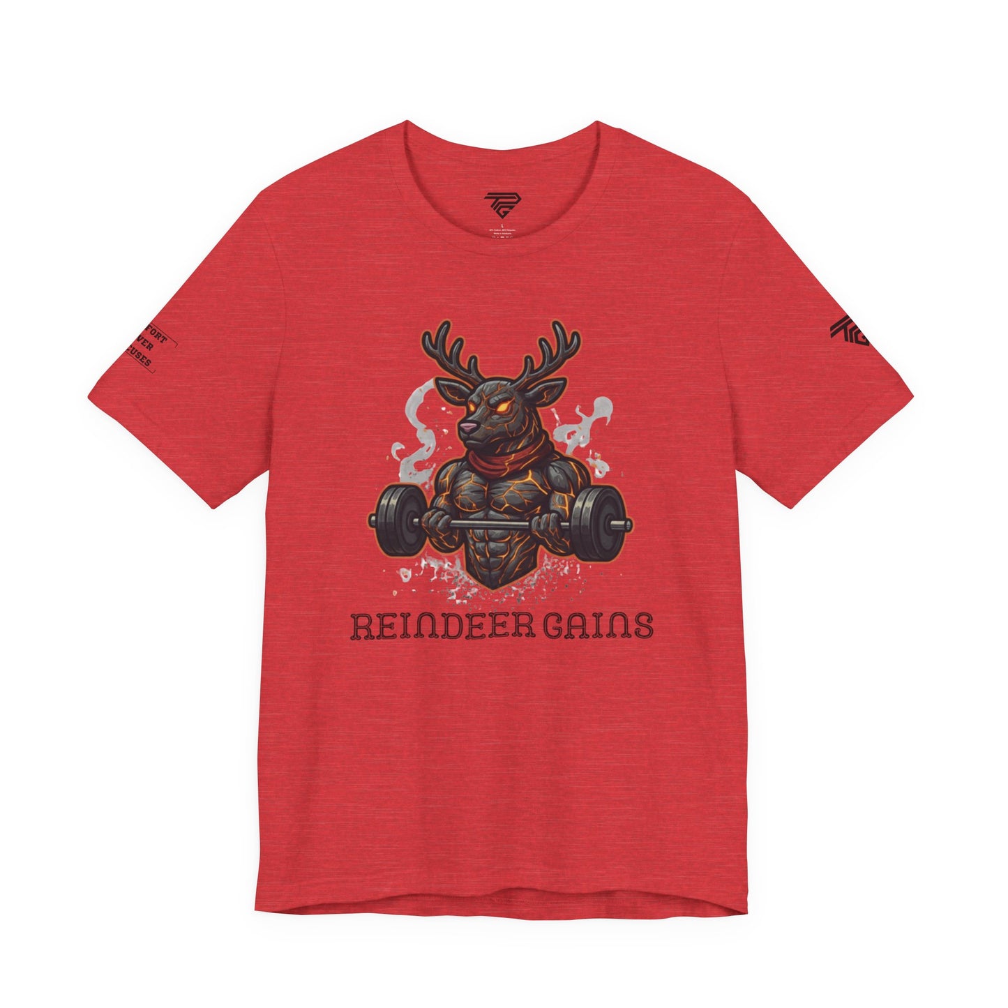 Reindeer Gains Gym T‑Shirt — Funny Christmas Workout Tee