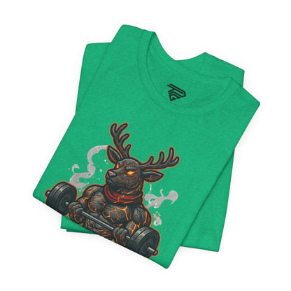 Reindeer Gains Gym T‑Shirt — Funny Christmas Workout Tee