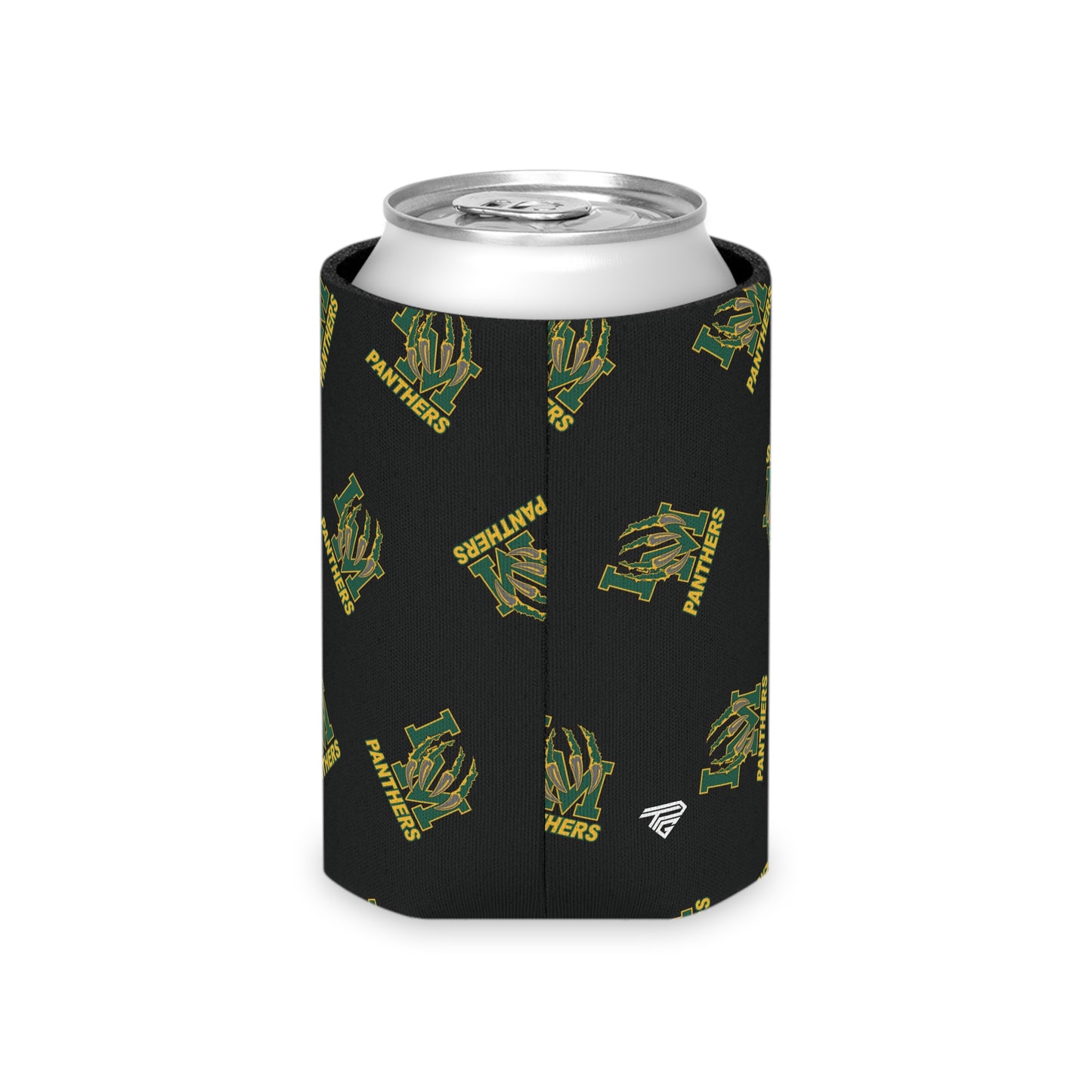 Panthers Logo Can Cooler — Black Team Pattern Beverage Koozie (Game Day for Parents)