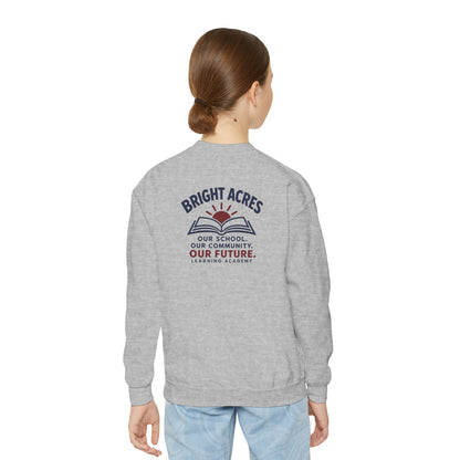 Bright Acres Community Youth Crewneck — Sport Grey, back on model
