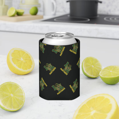 Panthers Logo Can Cooler — Black Team Pattern Beverage Koozie (Game Day for Parents)