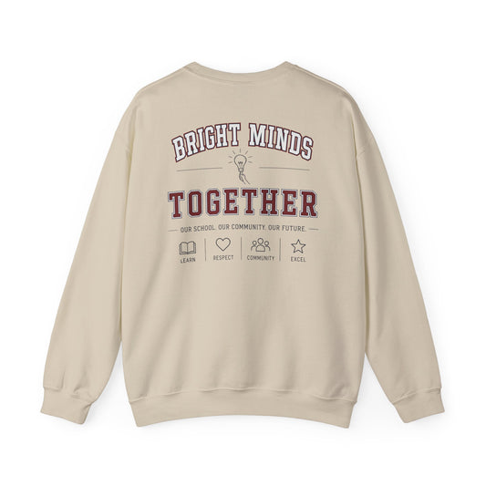 Bright Acres Bright Minds Together Classic Adult Crewneck — Sand, back