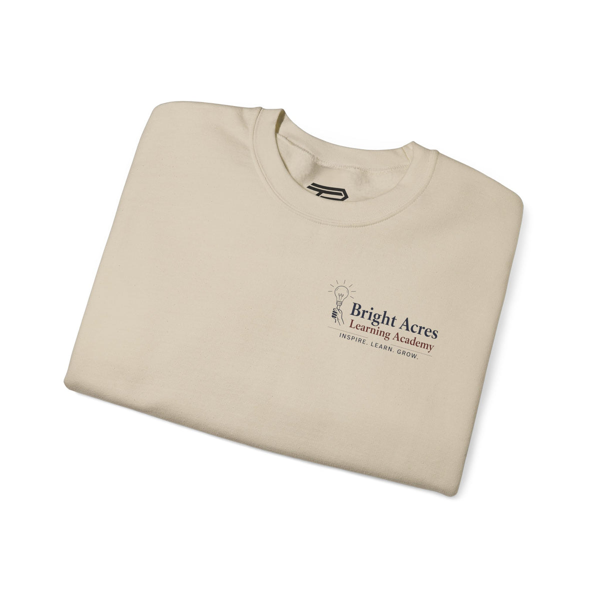 Bright Acres Bright Minds Together Classic Adult Crewneck — Sand, folded front
