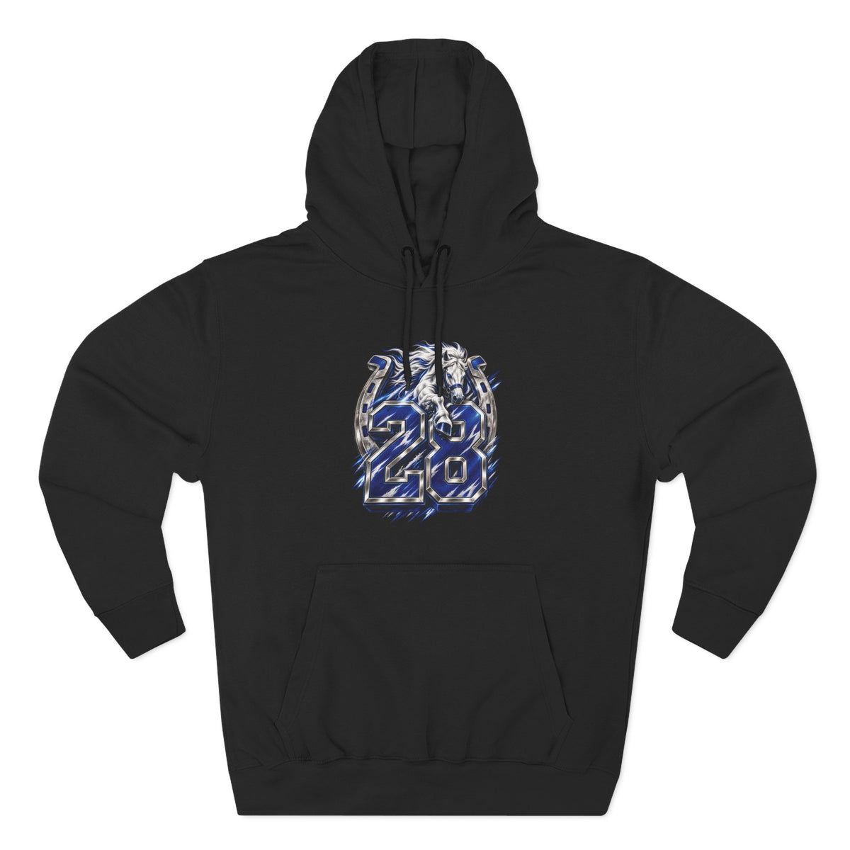 Blue Horseshoe 28 Football Hoodie