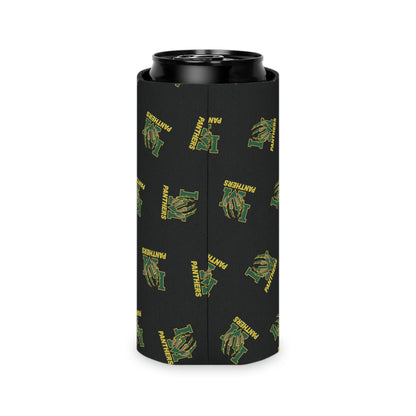 Panthers Logo Can Cooler — Black Team Pattern Beverage Koozie (Game Day for Parents)