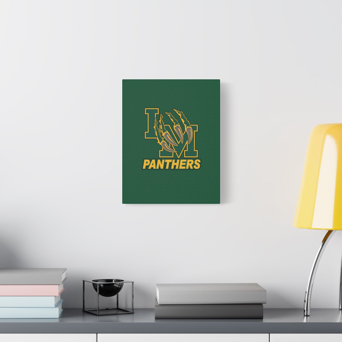 Panthers Logo Matte Stretched Canvas — Green & Gold Game Day Wall Art